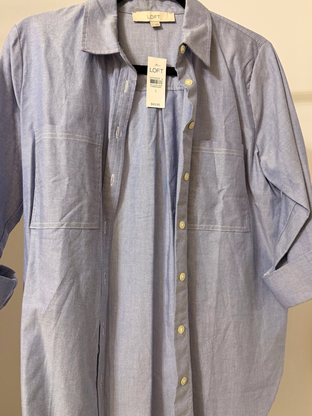 LOFT Light Blue Women's Casual Button-Down Shirt